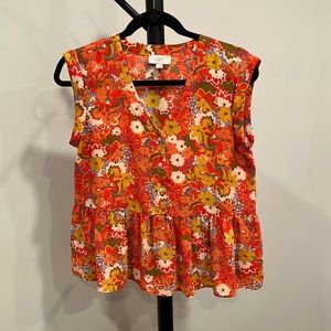 Loft Womens floral flowing blouse (xs)